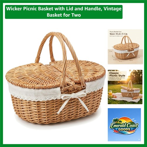 Wicker picnic basket with - wicker,